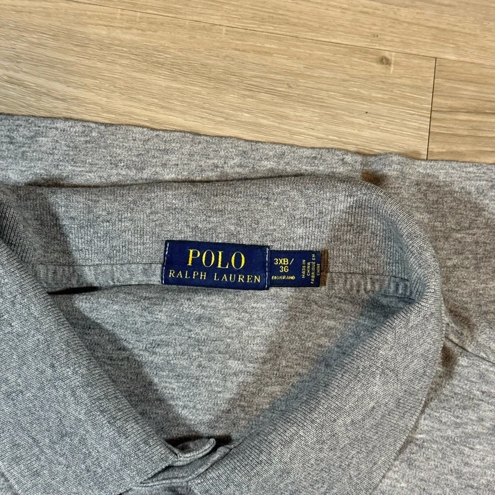 Polo‎ Ralph Lauren Gray Short Sleeve Polo Shirt 3XB Big 3XL Pony Logo